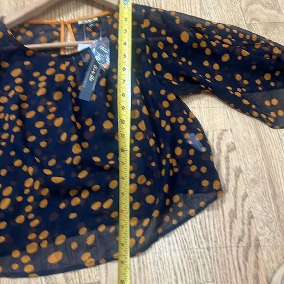 NWT DO+BE POLKA DOT SHEER OPEN ARM CROP TOP SIZE S - Picture 5 of 8